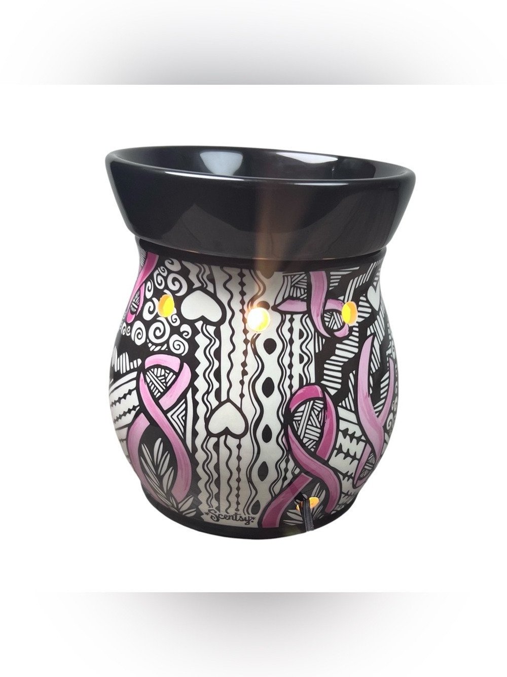 Scentsy 2014 Retired Ribbons of Hope Wax Warmer Breast Cancer Awareness Retired - Picture 3 of 11
